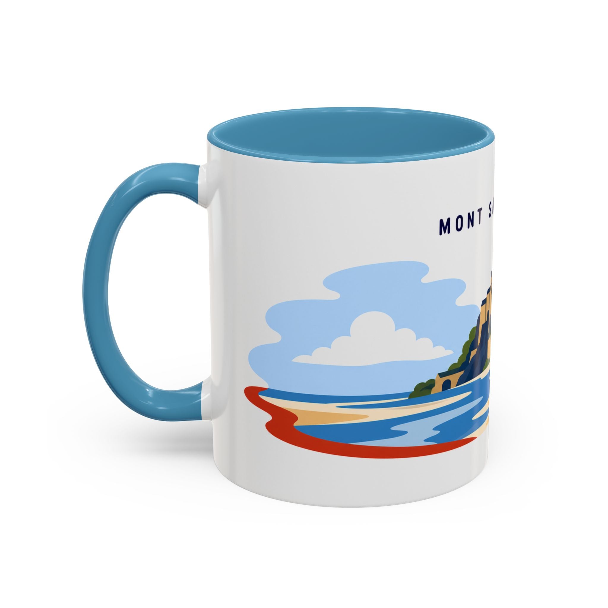 Mont Saint Michel Coffee Mug | Travel Destination Souvenir Gift | Accent Color Ceramic 11oz 15oz