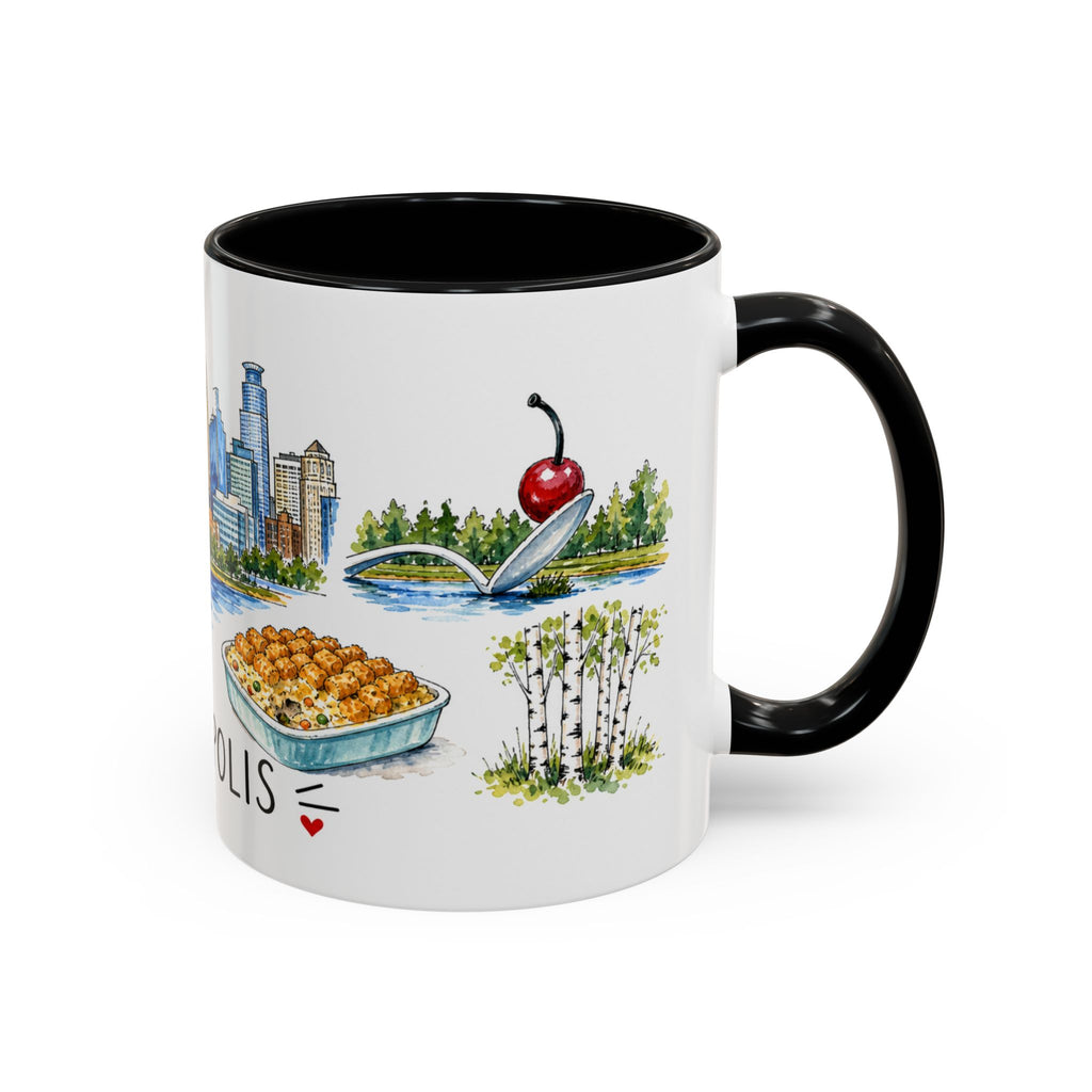 Minneapolis Illustrated Travel Mug | City Souvenir Accent Coffee Mug | 11oz 15oz Ceramic Cup