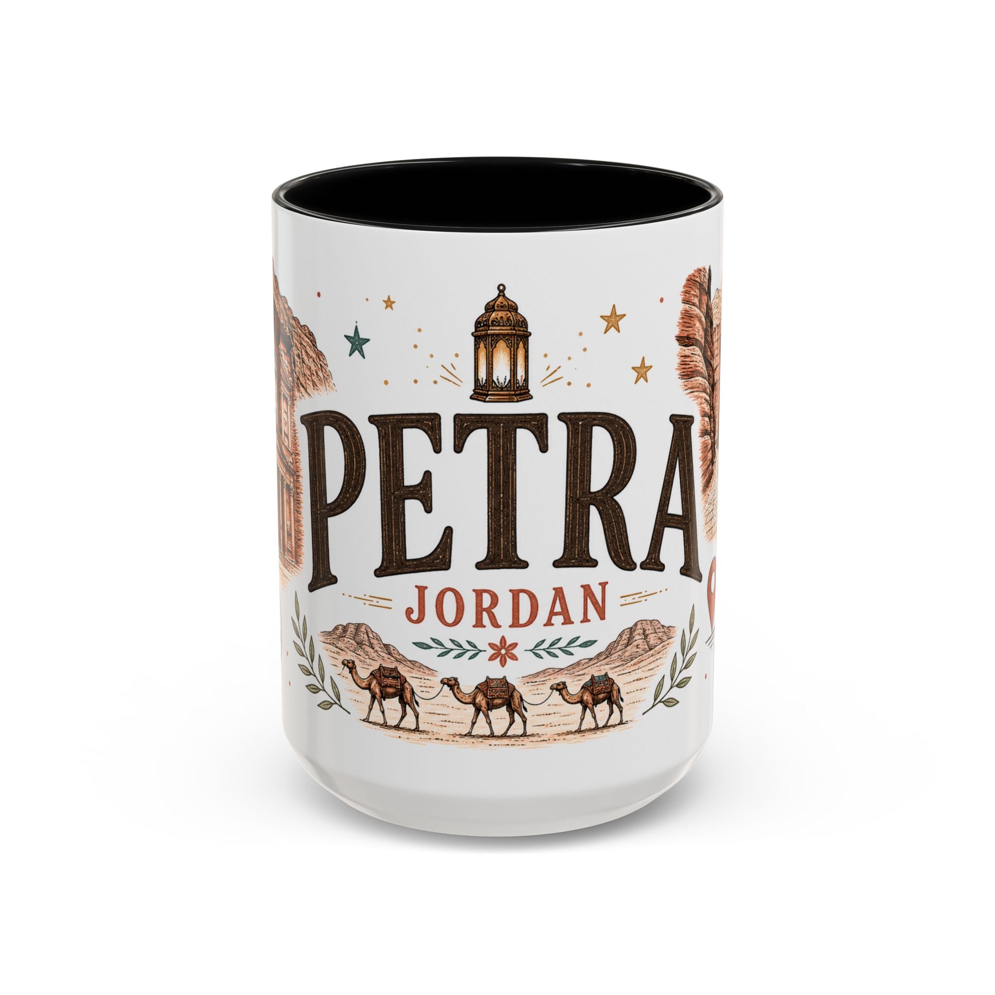 Petra Coffee Mug | Travel Destination Souvenir Gift | Accent Color Ceramic 11oz 15oz