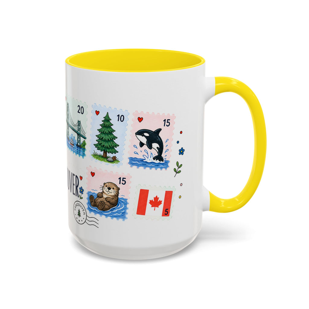 Vancouver Coffee Mug | Postage Stamp Collage Mug | Travel Souvenir Accent Cup 11oz 15oz