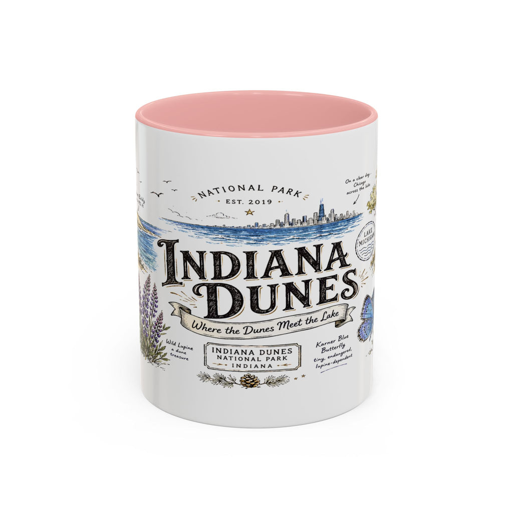 Indiana Dunes National Park Coffee Mug | Indiana Lake Michigan Beach Gift | Accent Color Ceramic 11oz 15oz