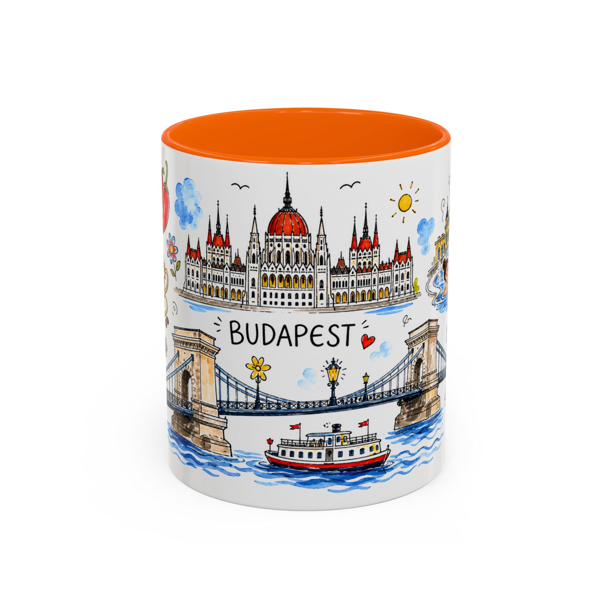 Budapest Travel Mug | European City Souvenir Accent Coffee Mug | 11oz 15oz Ceramic Cup