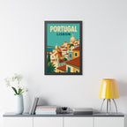 Lisbon Portugal Framed Poster | Vintage Travel Wall Art | Black Walnut White Frame | 16x24 20x30
