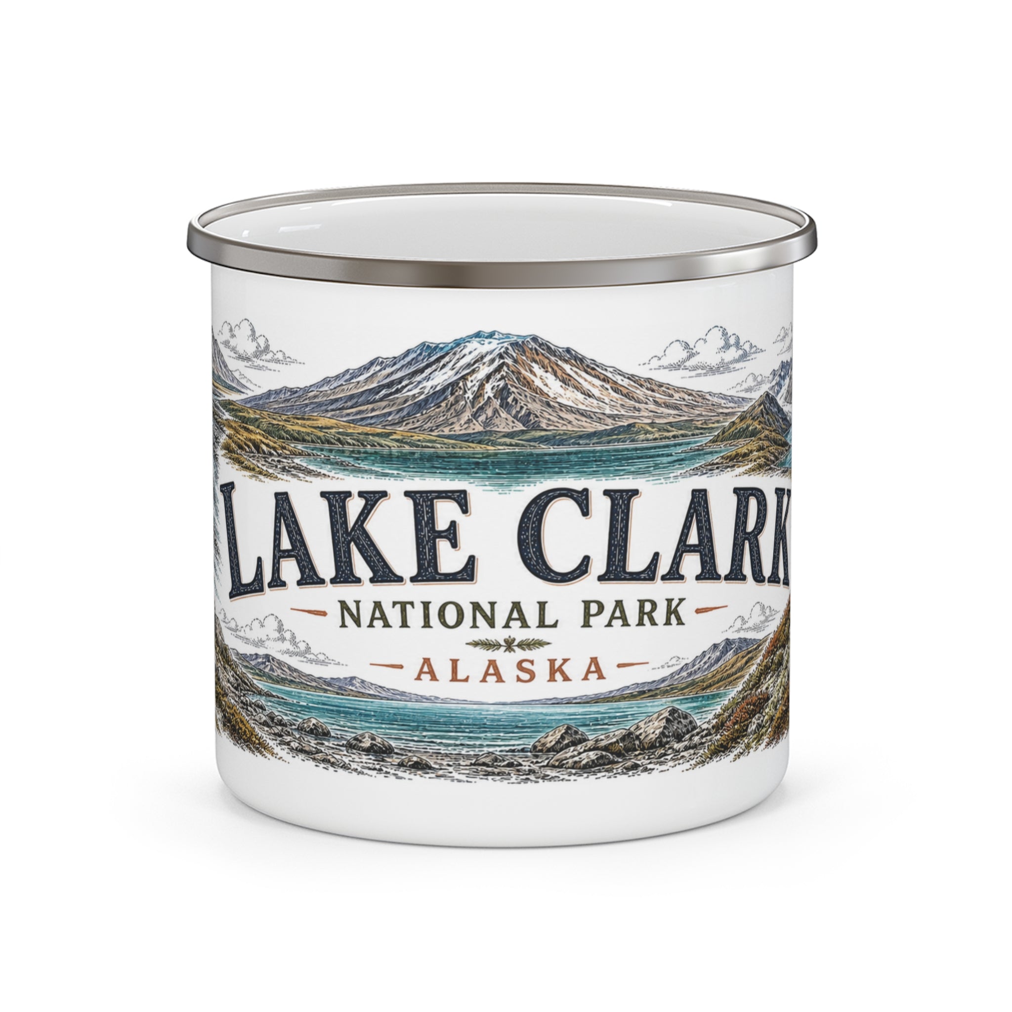 Lake Clark National Park Vintage Enamel Camping Mug | 12oz National Park Hiking Gift