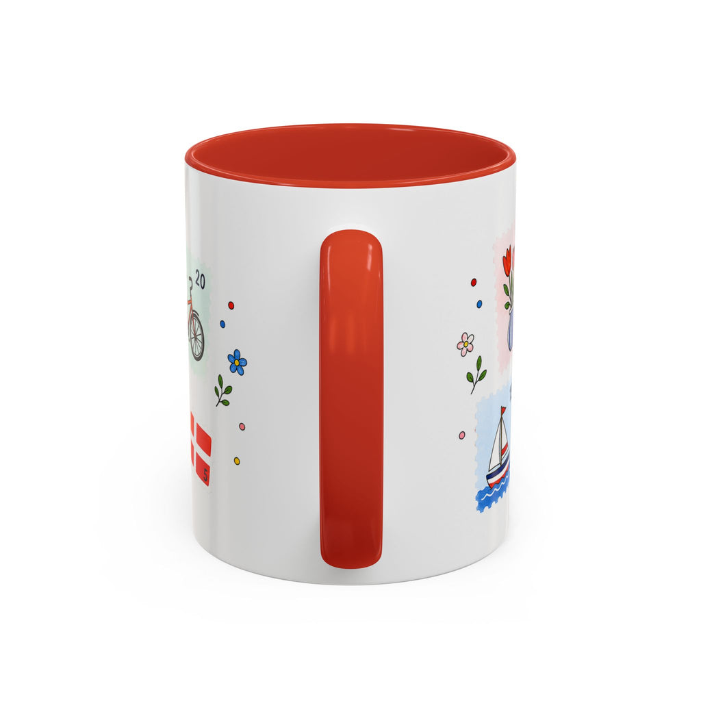 Copenhagen Coffee Mug | Postage Stamp Collage Mug | Travel Souvenir Accent Cup 11oz 15oz