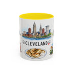 Cleveland Illustrated Travel Mug | City Souvenir Accent Coffee Mug | 11oz 15oz Ceramic Cup