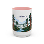 Redwood National Park Coffee Mug | Solid Color Block Park Souvenir | 11oz 15oz Accent Mug