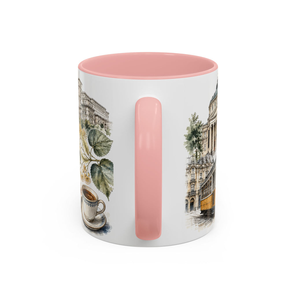 Bucharest Coffee Mug | Romania Travel Souvenir | Vintage Illustrated City Gift | 11 oz 15 oz Accent Mug