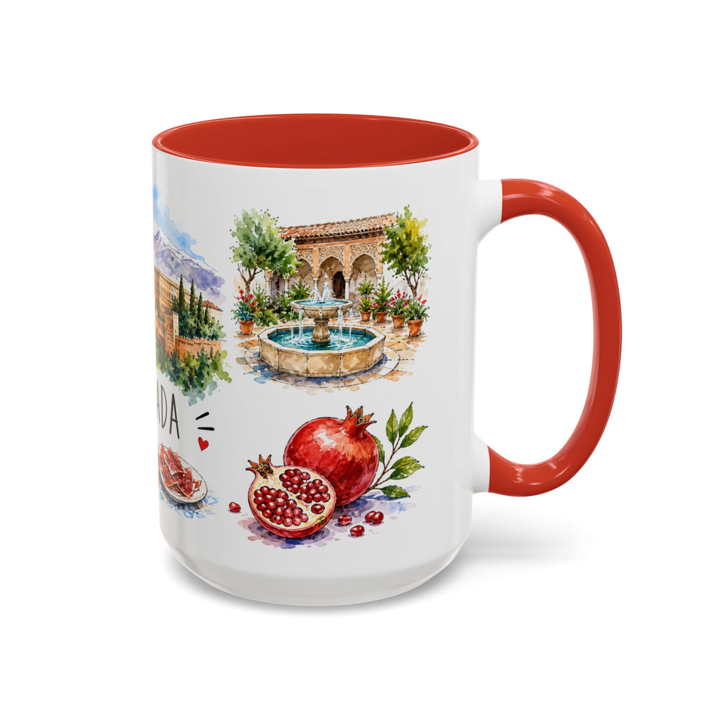 Granada Illustrated Travel Mug | City Souvenir Accent Coffee Mug | 11oz 15oz Ceramic Cup