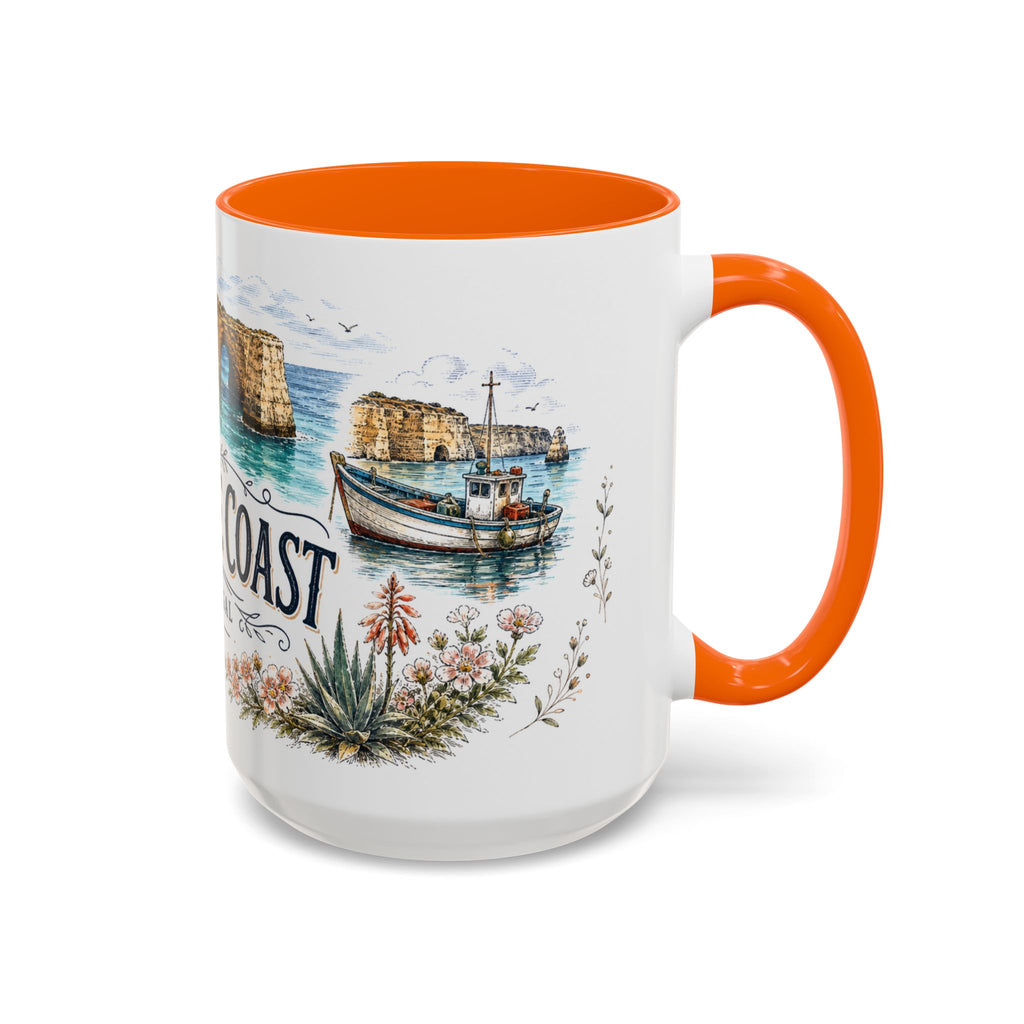 Algarve Coast Mug, Portugal Travel Souvenir, Bucket List Gift, Accent Ceramic Coffee Mug 11oz 15oz