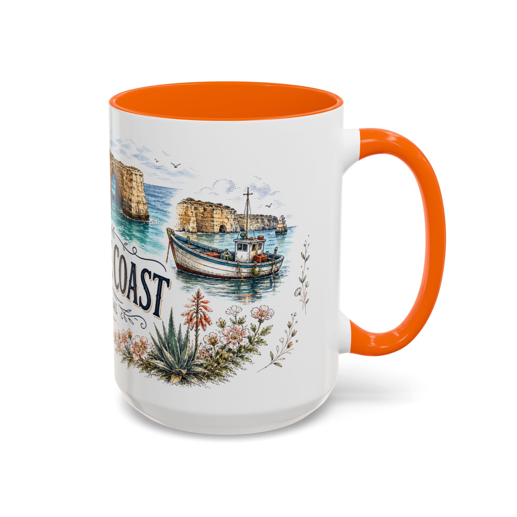 Algarve Coast Mug, Portugal Travel Souvenir, Bucket List Gift, Accent Ceramic Coffee Mug 11oz 15oz