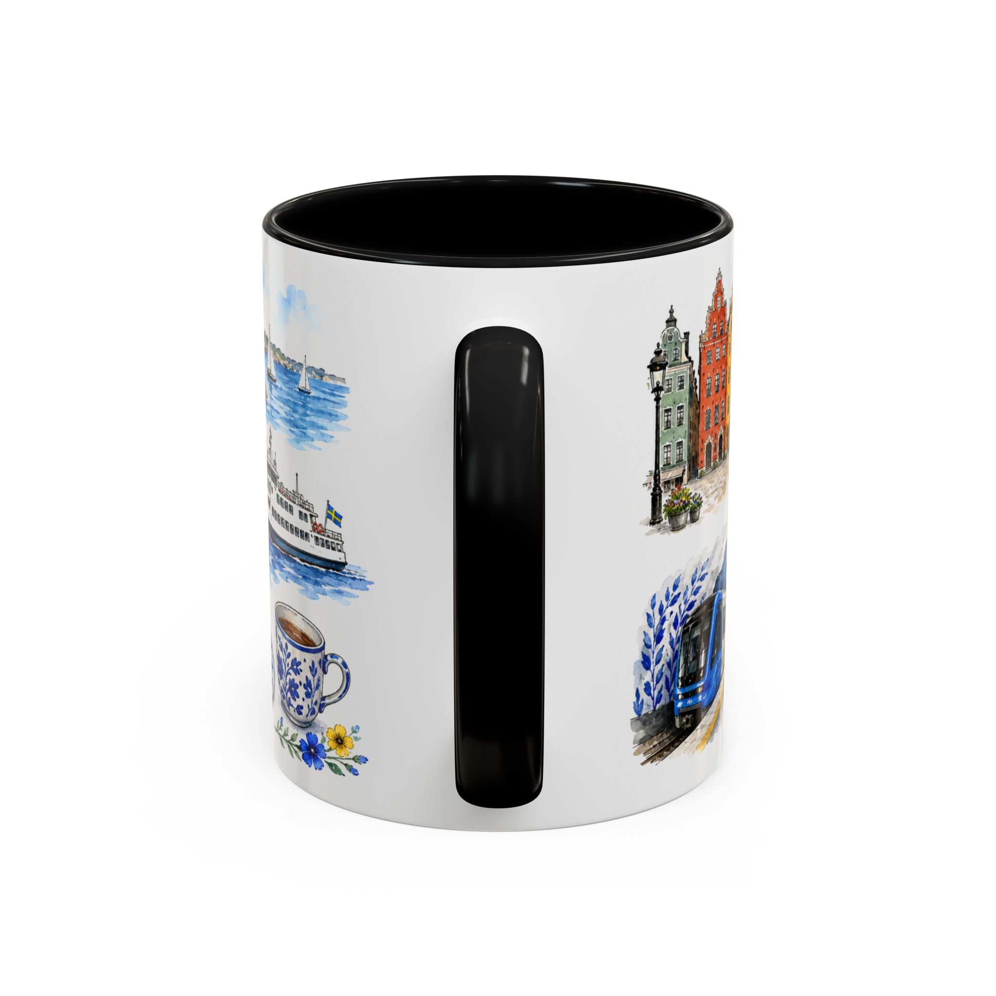 Stockholm Illustrated Travel Mug | City Souvenir Accent Coffee Mug | 11oz 15oz Ceramic Cup