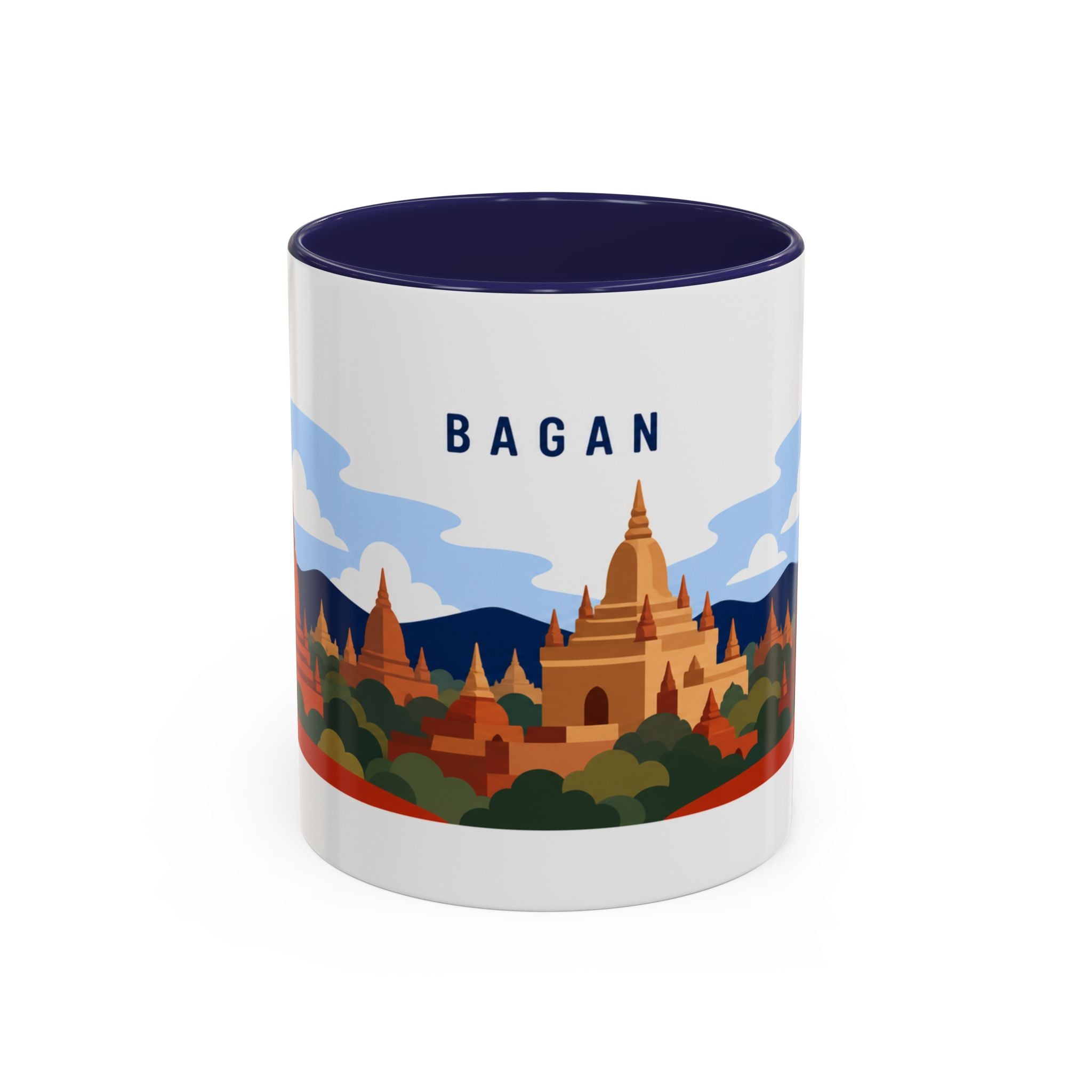 Bagan Coffee Mug | Travel Destination Souvenir Gift | Accent Color Ceramic 11oz 15oz