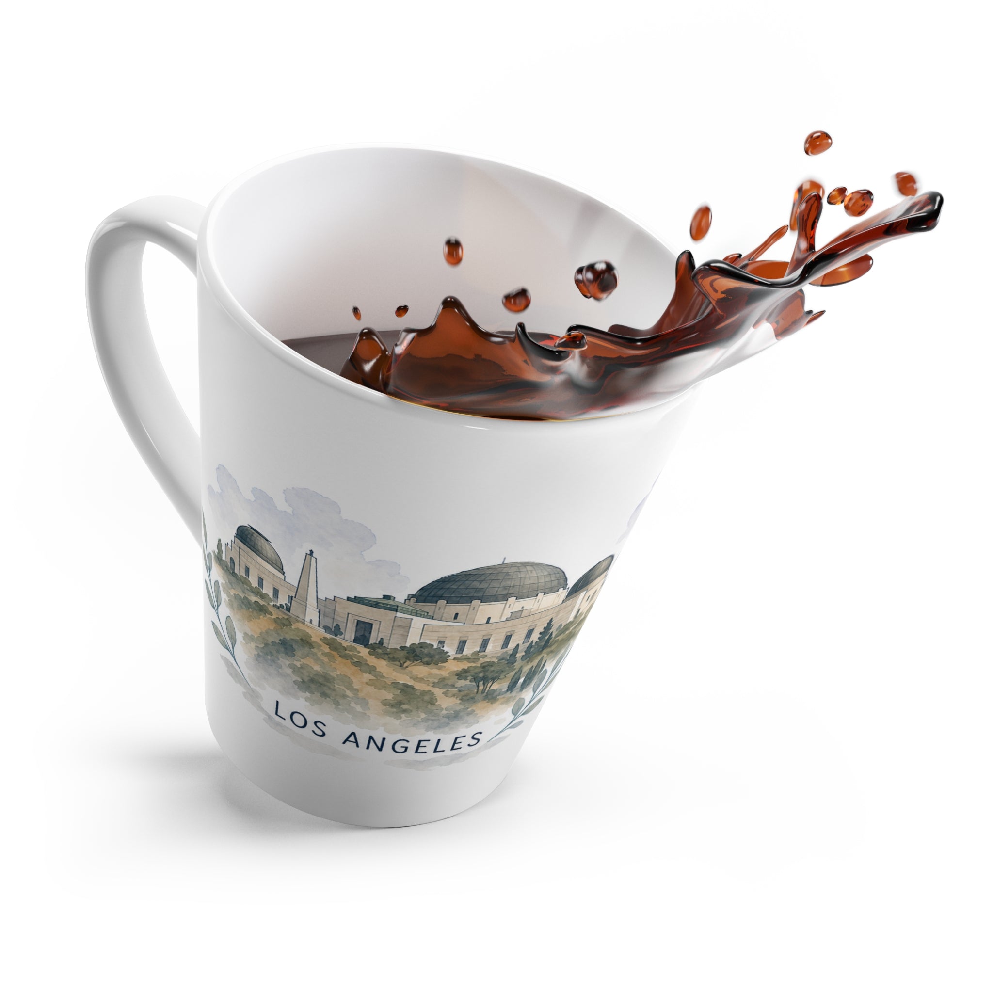 Los Angeles Latte Mug | Watercolor City Travel Mug | 12 oz Ceramic Souvenir Gift