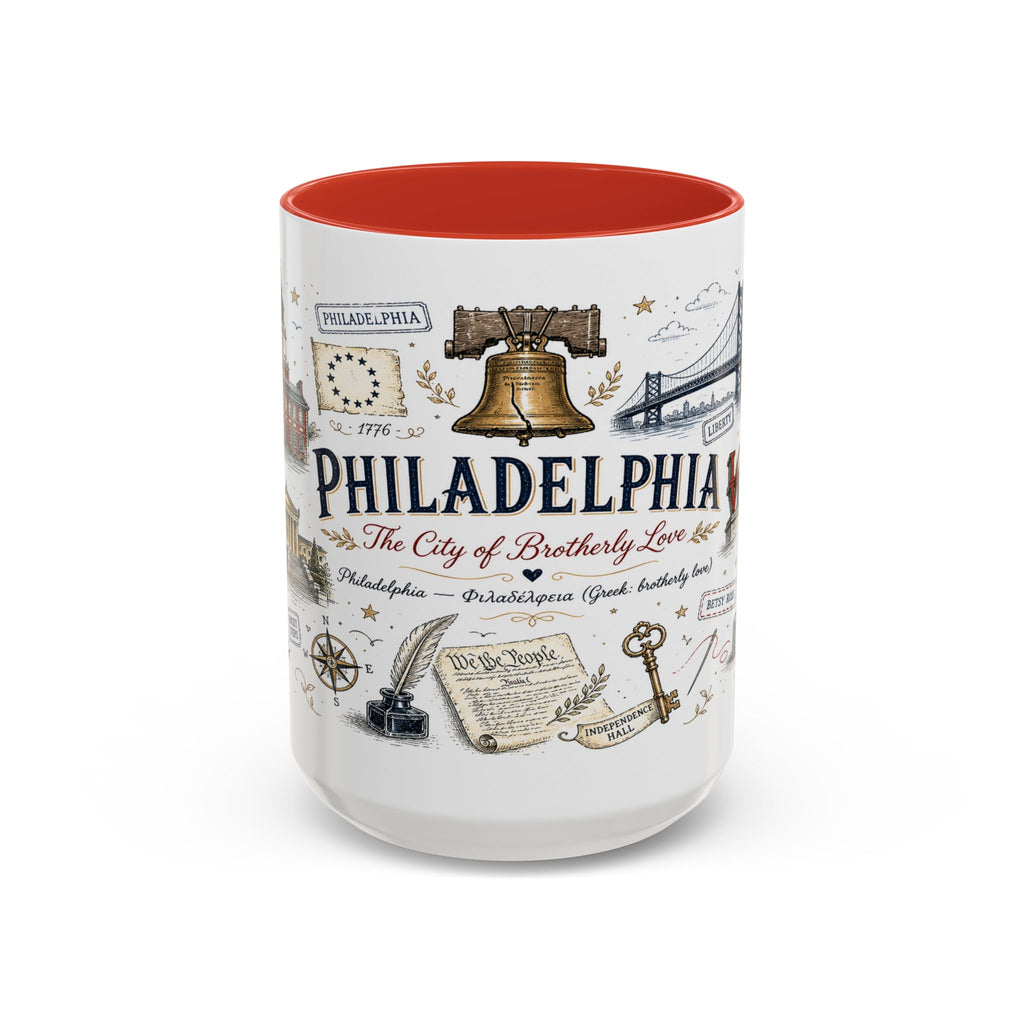 Philadelphia Coffee Mug | Pennsylvania Souvenir City Gift | Accent Color Ceramic 11oz 15oz