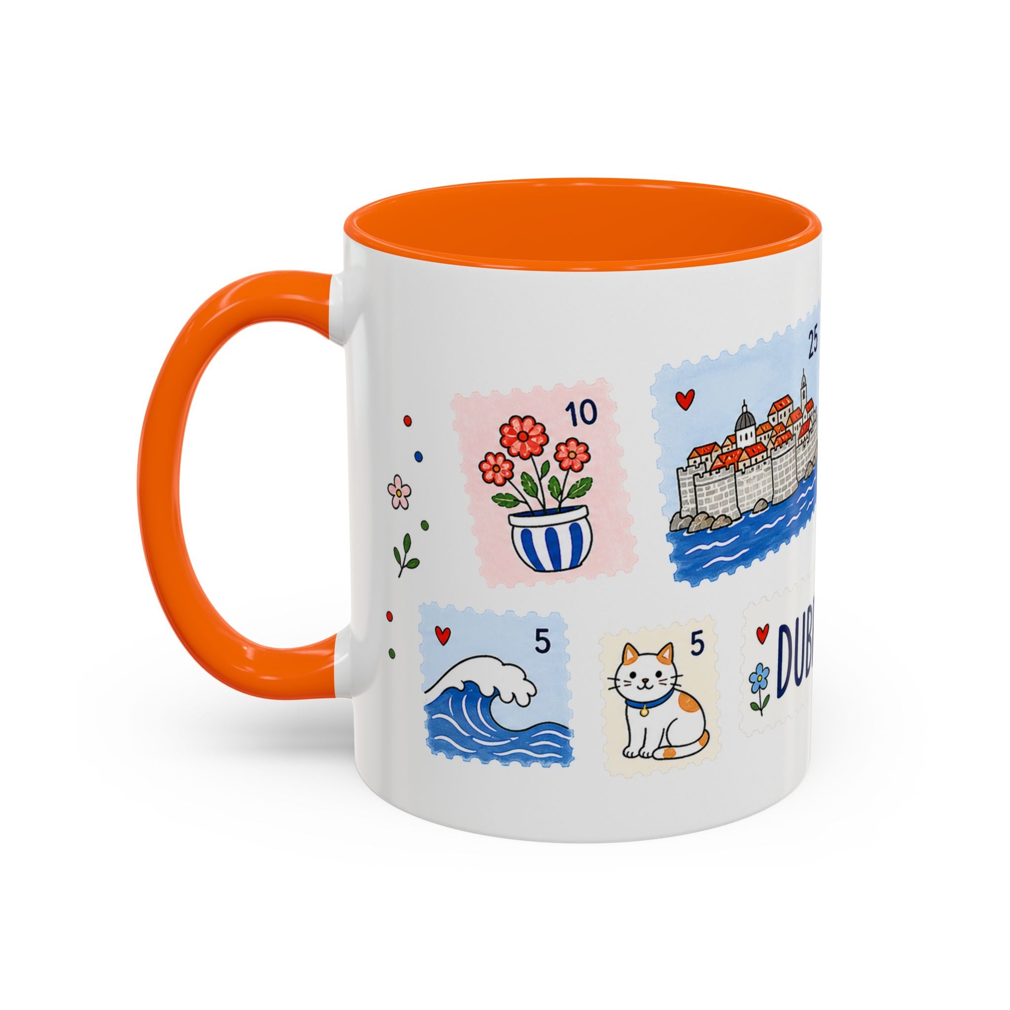 Dubrovnik Coffee Mug | Postage Stamp Collage Mug | Travel Souvenir Accent Cup 11oz 15oz