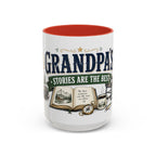 Grandpa's Stories Are The Best Coffee Mug | Gift From Grandkids | Accent Color Ceramic 11oz 15oz