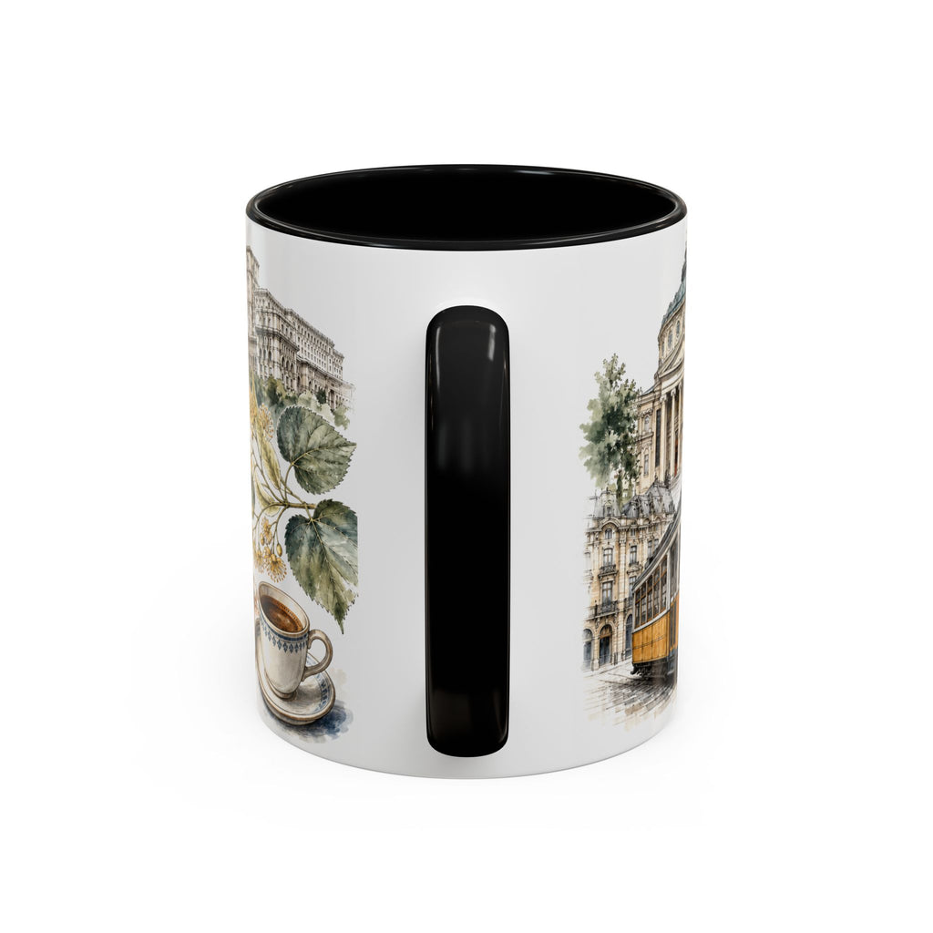 Bucharest Coffee Mug | Romania Travel Souvenir | Vintage Illustrated City Gift | 11 oz 15 oz Accent Mug
