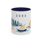 Doha Coffee Mug | Qatar Travel Souvenir | Porcelain Decal City Gift | 11oz 15oz Accent Mug