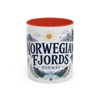 Norwegian Fjords Coffee Mug | Travel Destination Souvenir Gift | Accent Color Ceramic 11oz 15oz