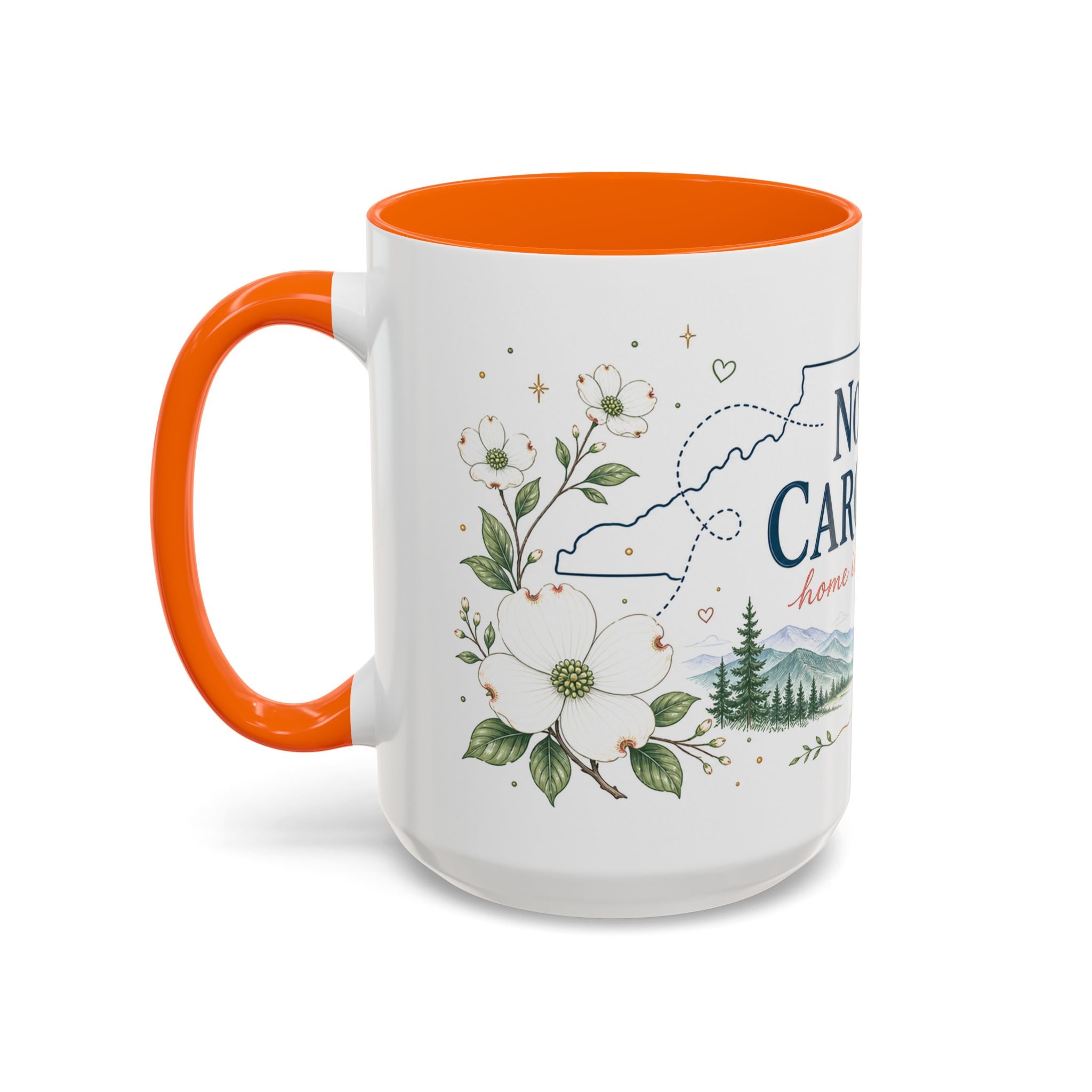 North Carolina State Map Mug | Moving Away, Homesick Gift | Botanical Accent Coffee Cup