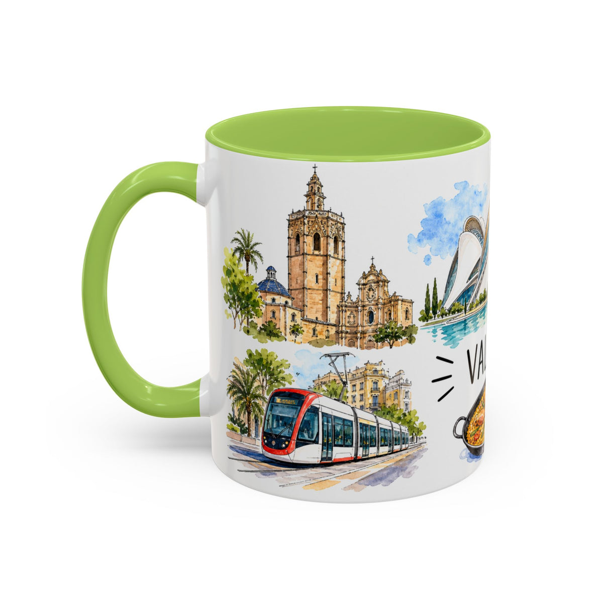 Valencia Illustrated Travel Mug | City Souvenir Accent Coffee Mug | 11oz 15oz Ceramic Cup
