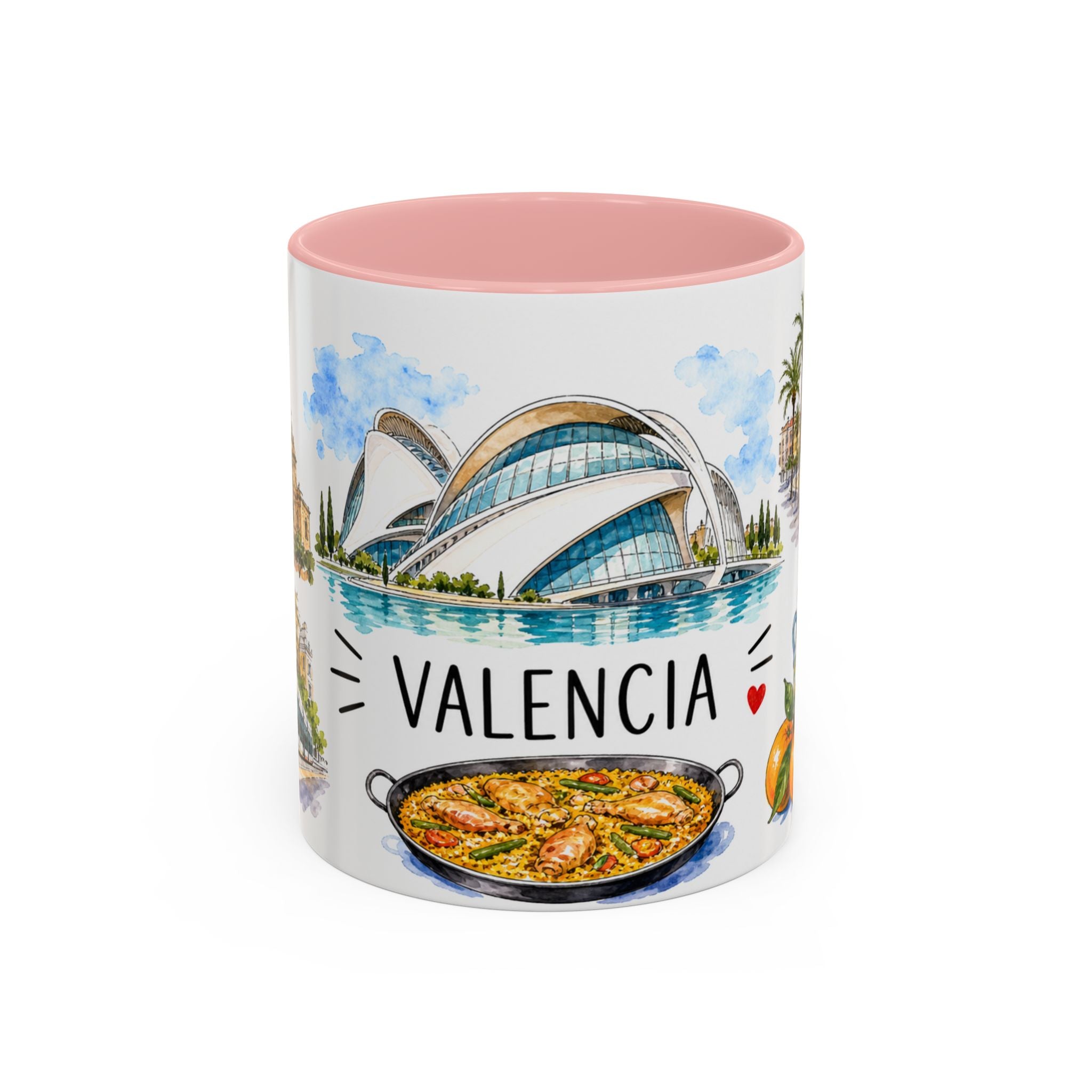 Valencia Illustrated Travel Mug | City Souvenir Accent Coffee Mug | 11oz 15oz Ceramic Cup