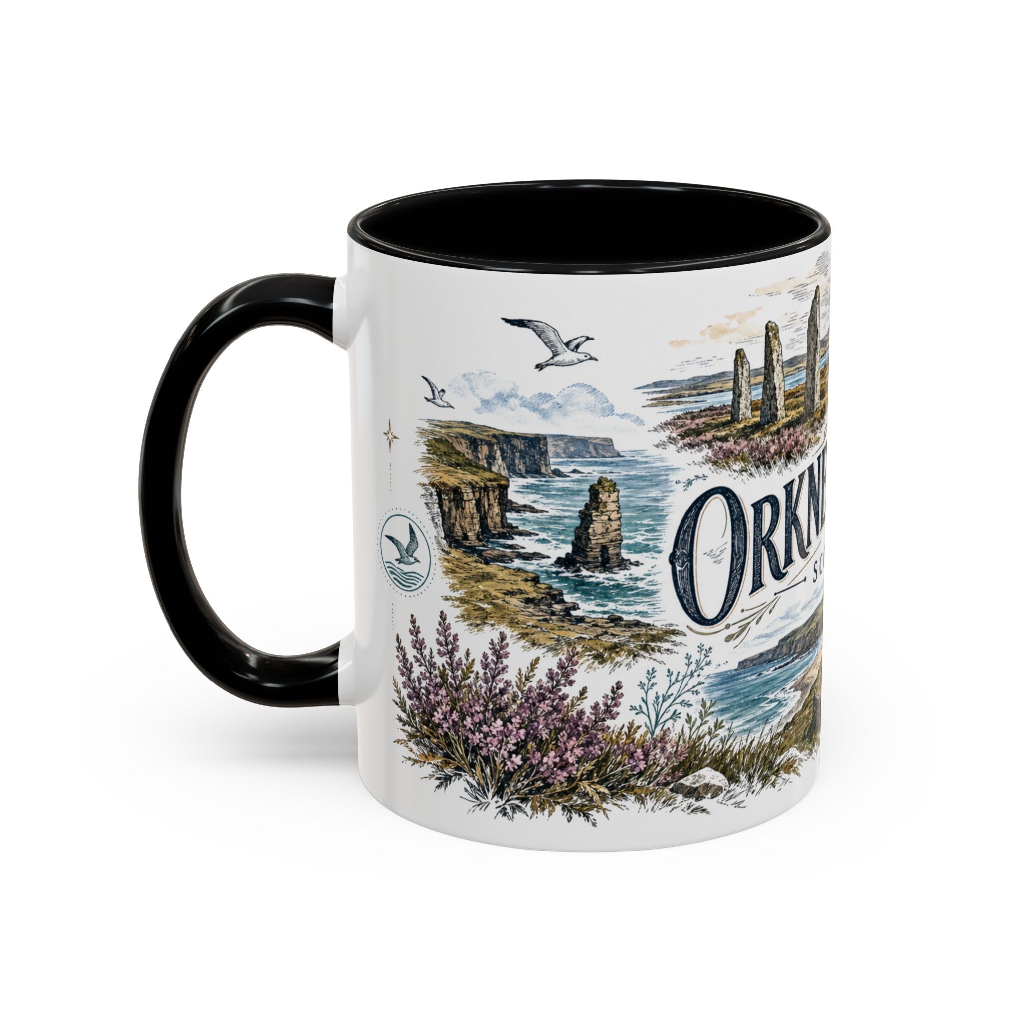 Orkney Islands Mug, Scotland Travel Souvenir, Bucket List Gift, Accent Ceramic Coffee Mug 11oz 15oz