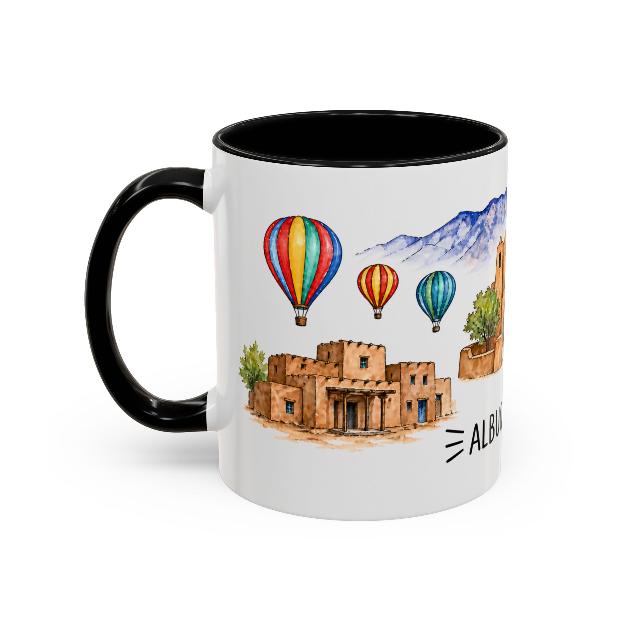 Albuquerque Illustrated Travel Mug | City Souvenir Accent Coffee Mug | 11oz 15oz Ceramic Cup
