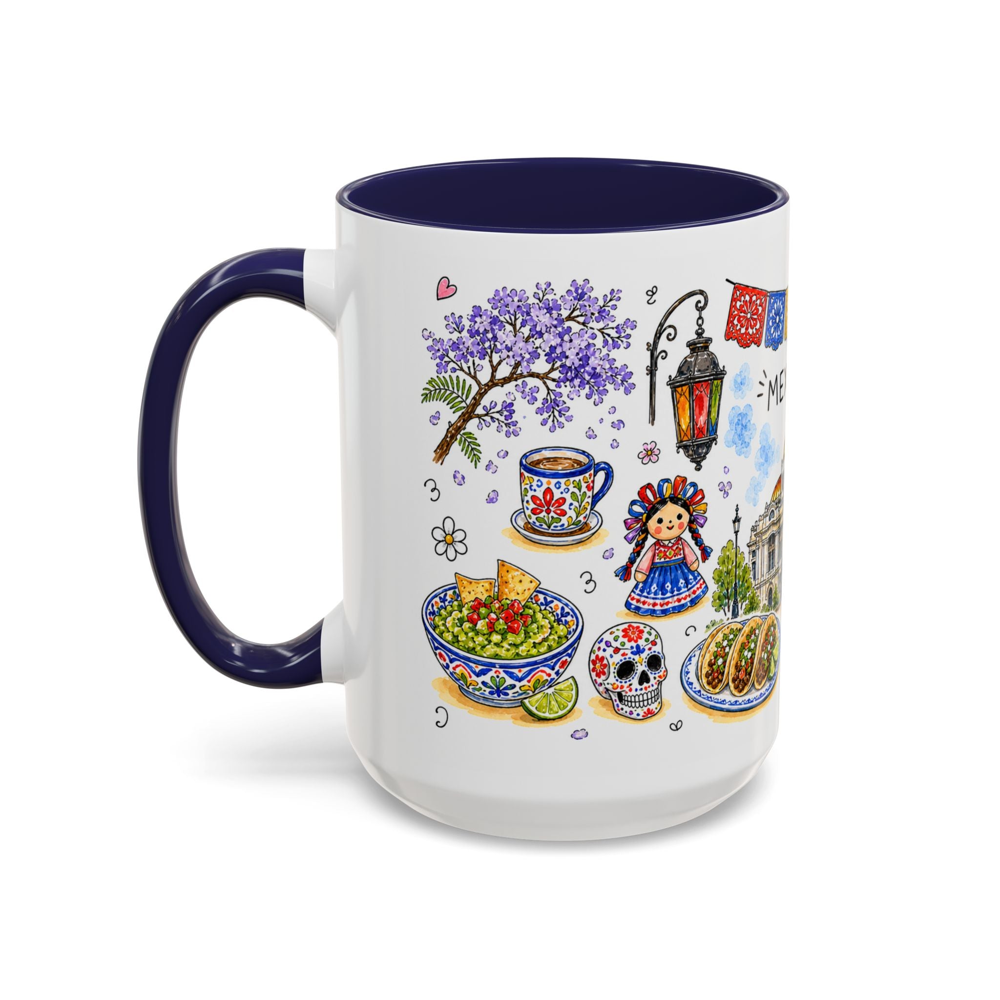 Mexico City Illustrated Travel Mug | City Souvenir Accent Coffee Mug | 11oz 15oz Ceramic Cup