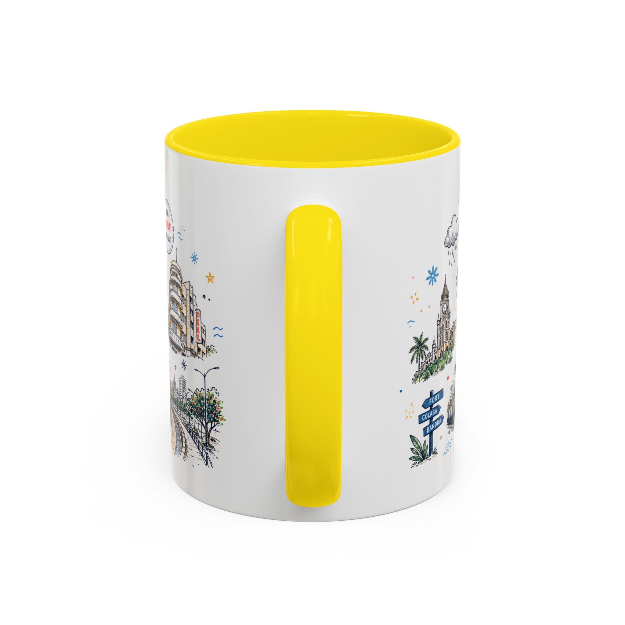 Mumbai Coffee Mug | India Souvenir Travel Gift | Accent Color Ceramic 11oz 15oz