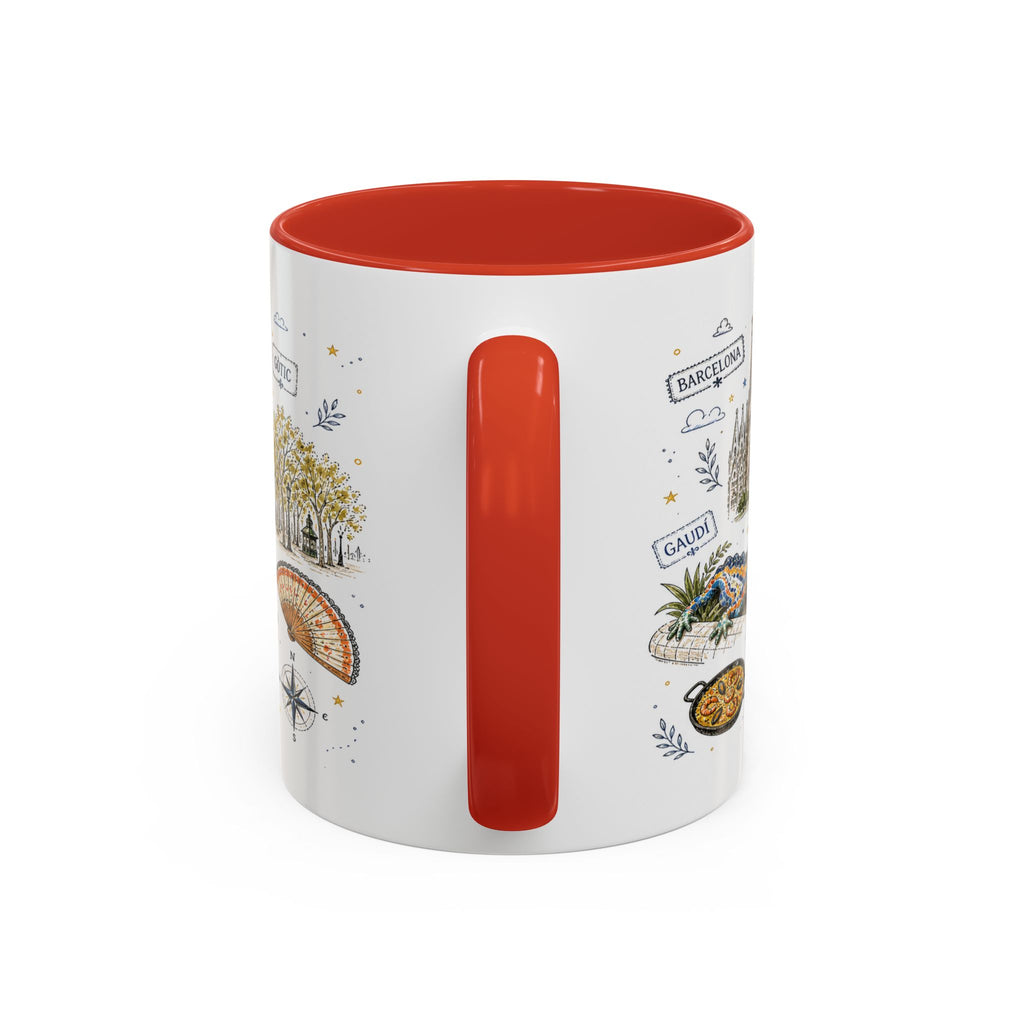 Barcelona Coffee Mug | Spain Souvenir Travel Gift | Accent Color Ceramic 11oz 15oz