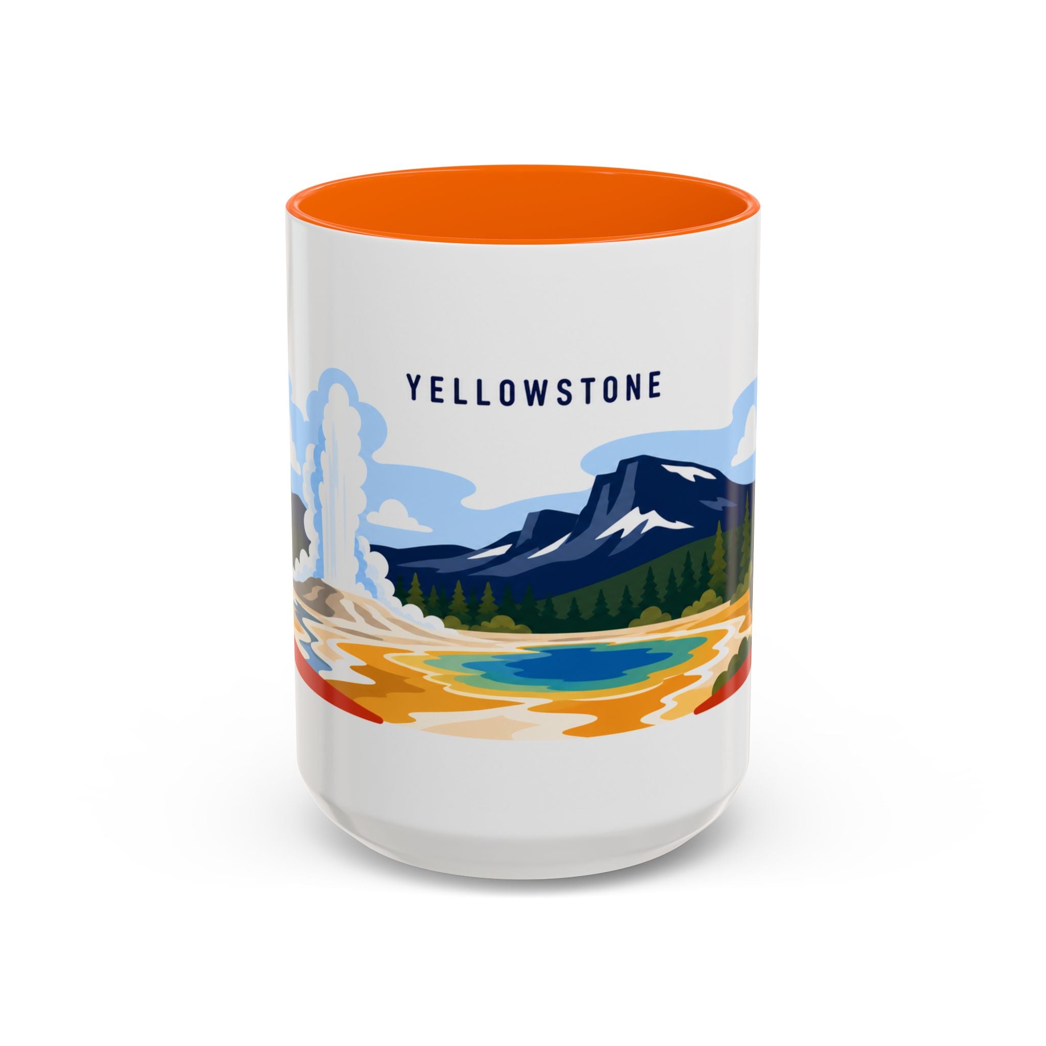 Yellowstone Coffee Mug | Travel Destination Souvenir Gift | Accent Color Ceramic 11oz 15oz