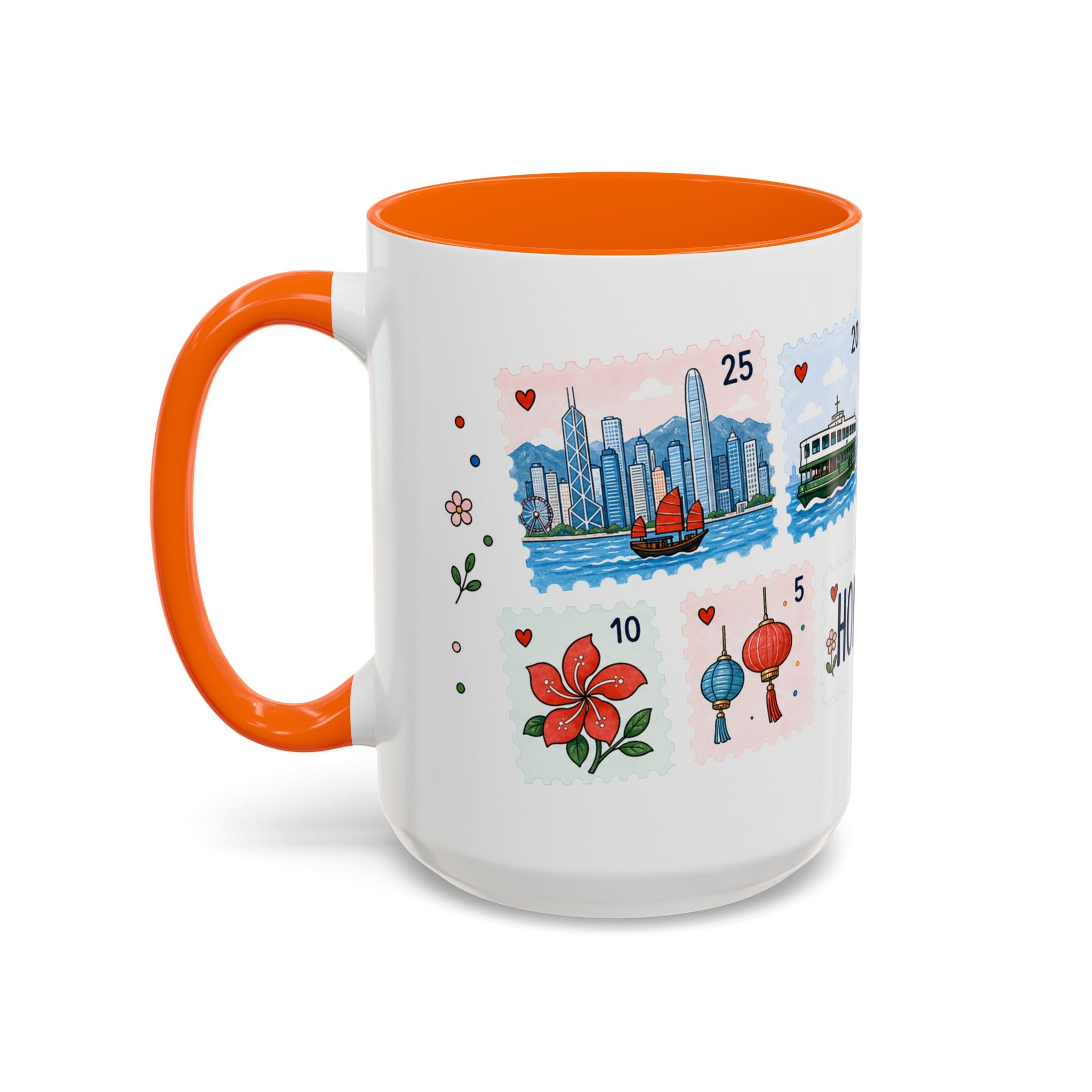 Hong Kong Coffee Mug | Postage Stamp Collage Mug | Travel Souvenir Accent Cup 11oz 15oz