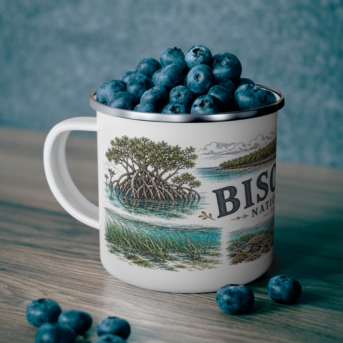 Biscayne National Park enamel camping mug outdoor lifestyle scene