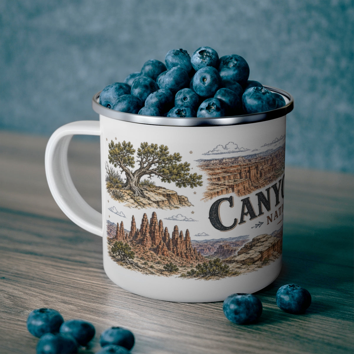 Canyonlands National Park enamel camping mug outdoor lifestyle scene