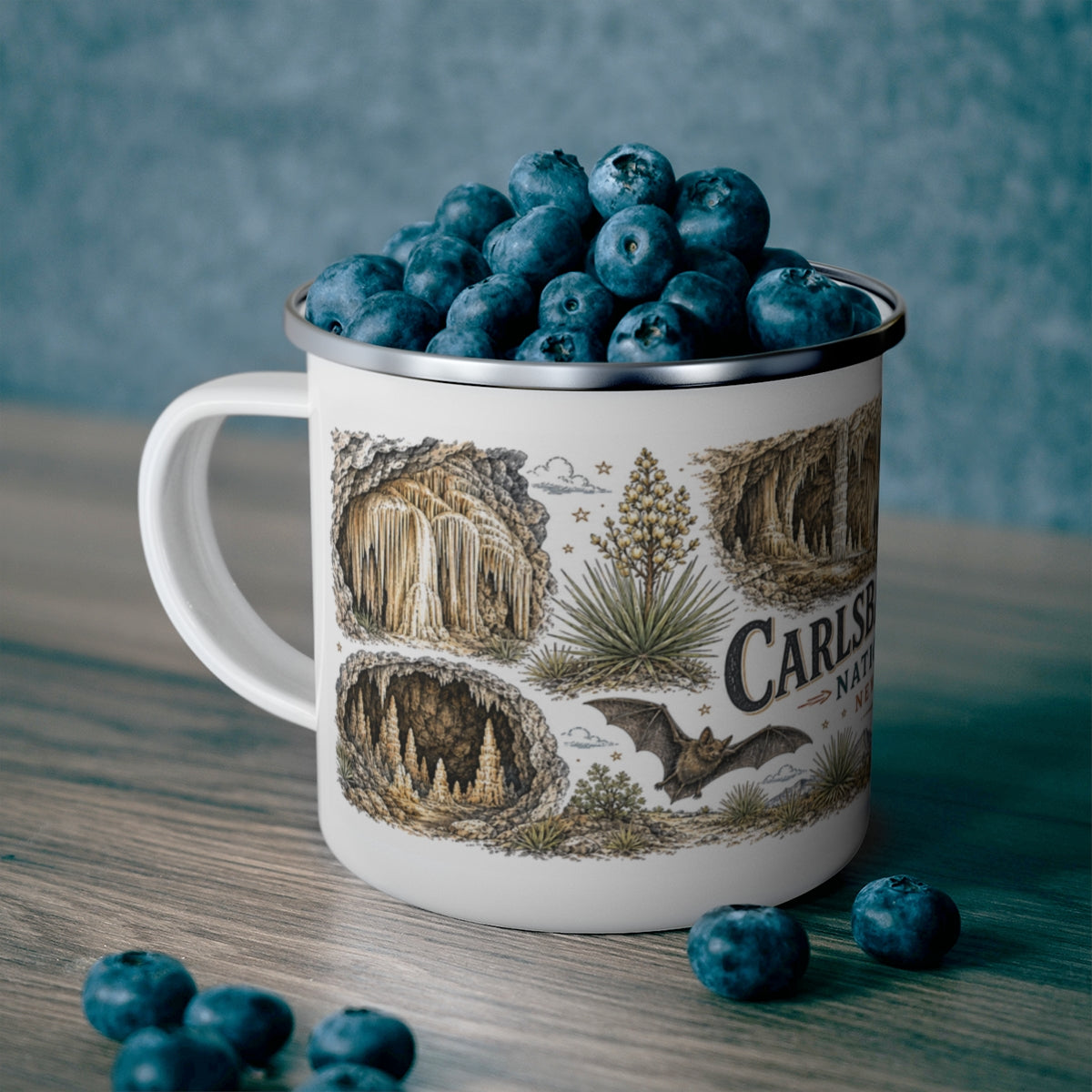 Carlsbad Caverns National Park enamel camping mug outdoor lifestyle scene