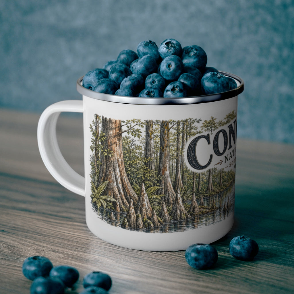 Congaree National Park enamel camping mug outdoor lifestyle scene