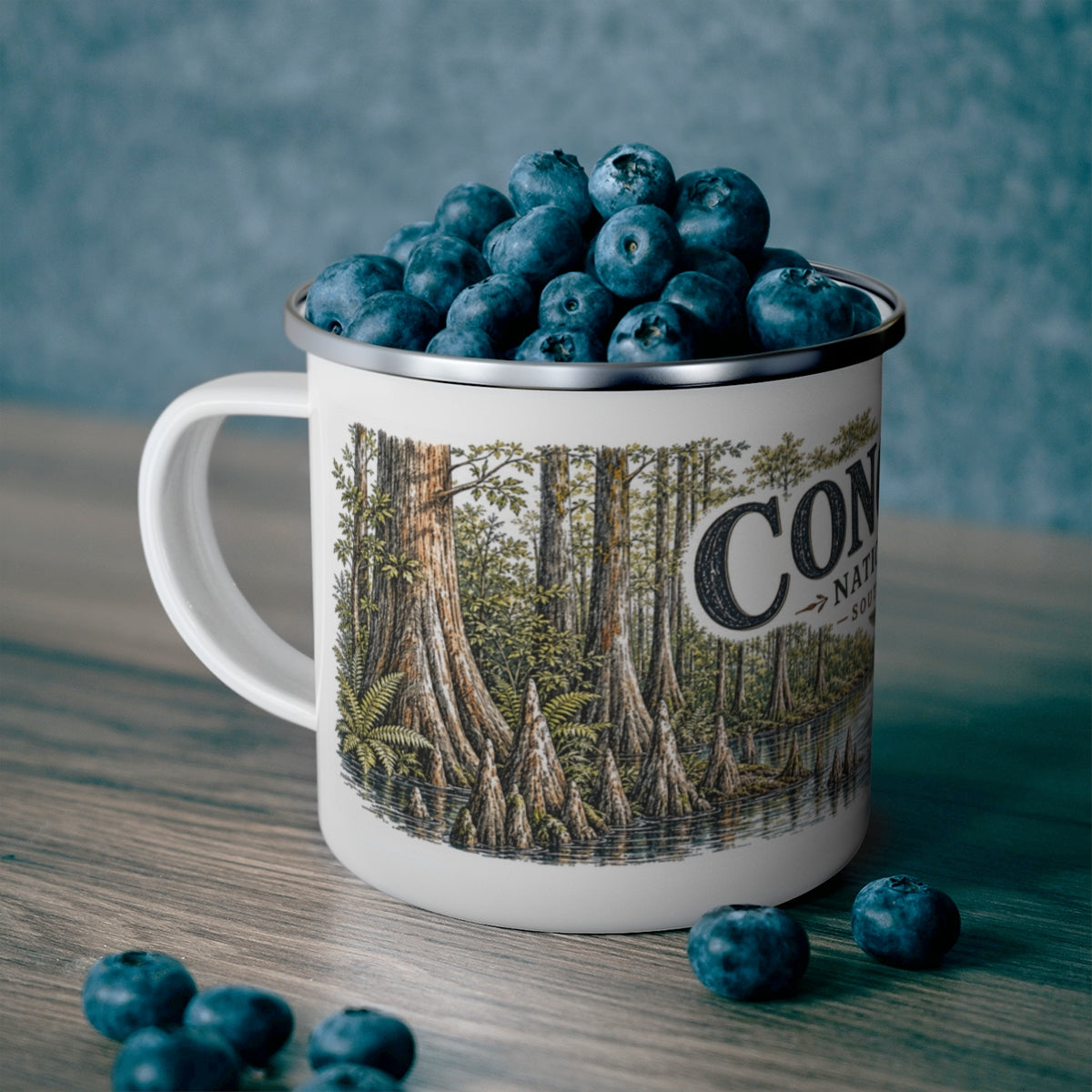 Congaree National Park enamel camping mug outdoor lifestyle scene