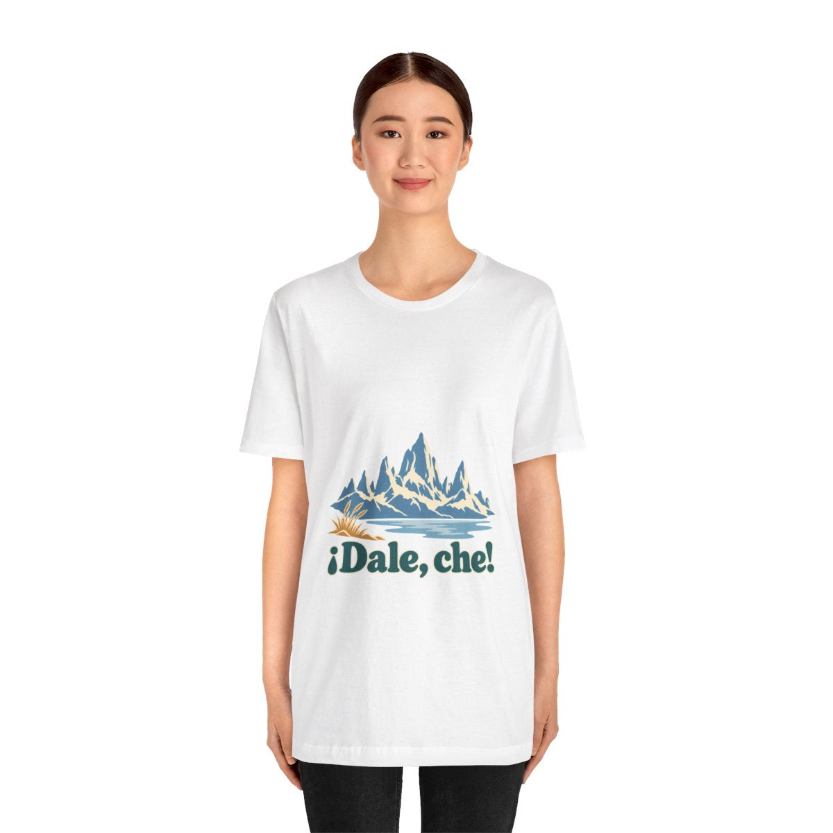 Argentina Cotton T-Shirt | Patagonia Peaks | ¡Dale, che! | Country Travel Gift — person-1 — View 04