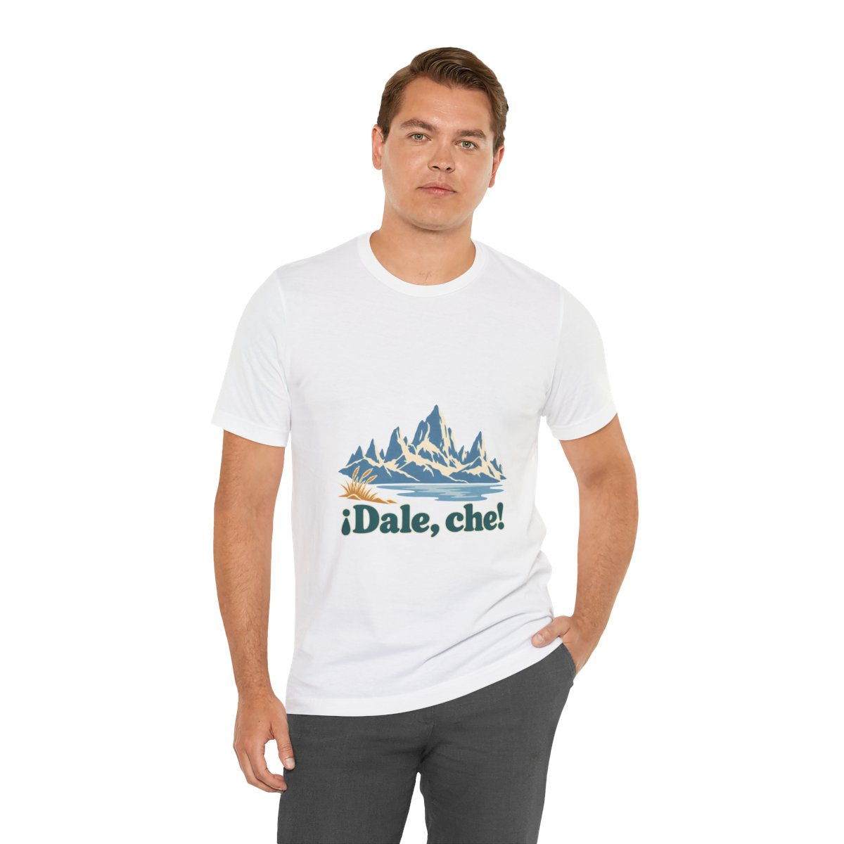 Argentina Cotton T-Shirt | Patagonia Peaks | ¡Dale, che! | Country Travel Gift — person-4 — View 07
