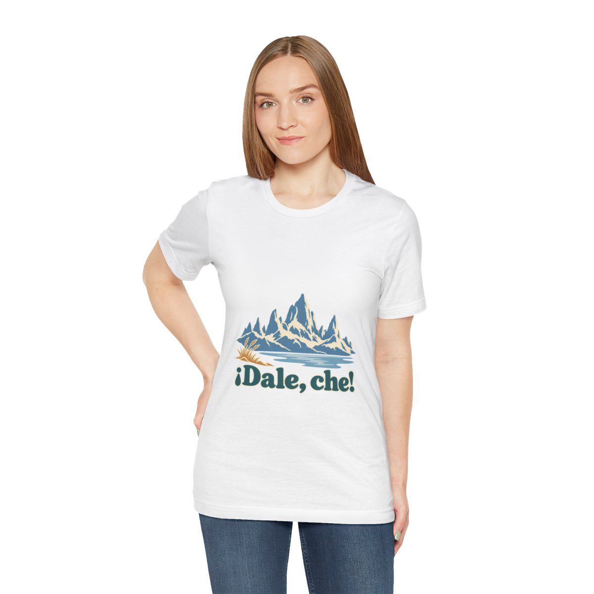 Argentina Cotton T-Shirt | Patagonia Peaks | ¡Dale, che! | Country Travel Gift — person-3 — View 17