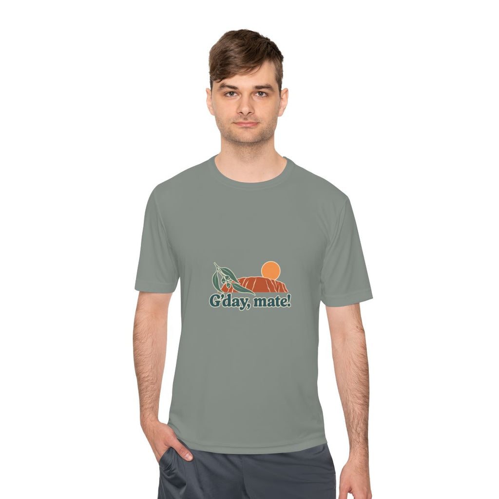 Australia Performance T-Shirt | Uluru and Eucalyptus | G'day, mate! | Country Travel Gift — person-1 — View 10