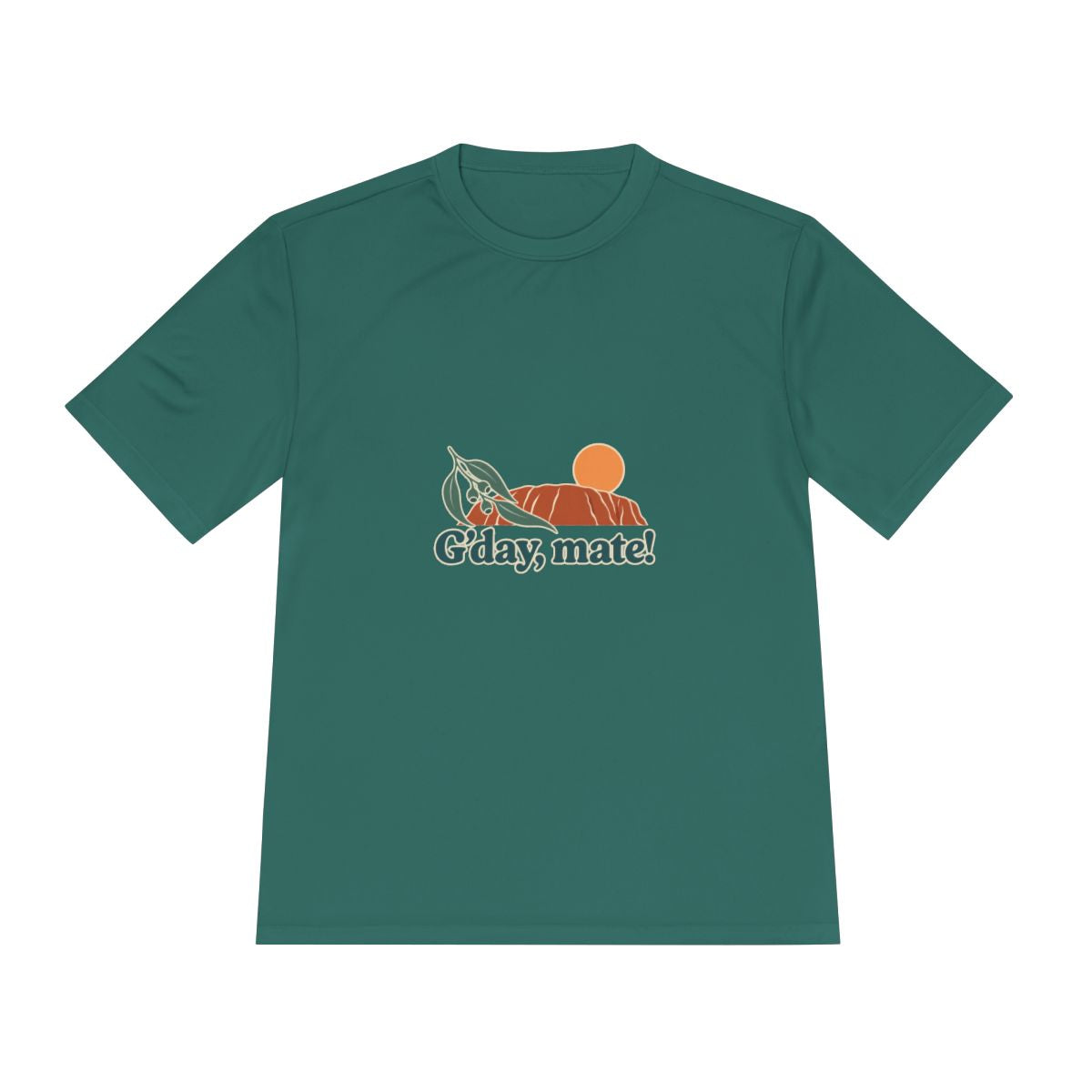 Australia Performance T-Shirt | Uluru and Eucalyptus | G'day, mate! | Country Travel Gift — front — View 18