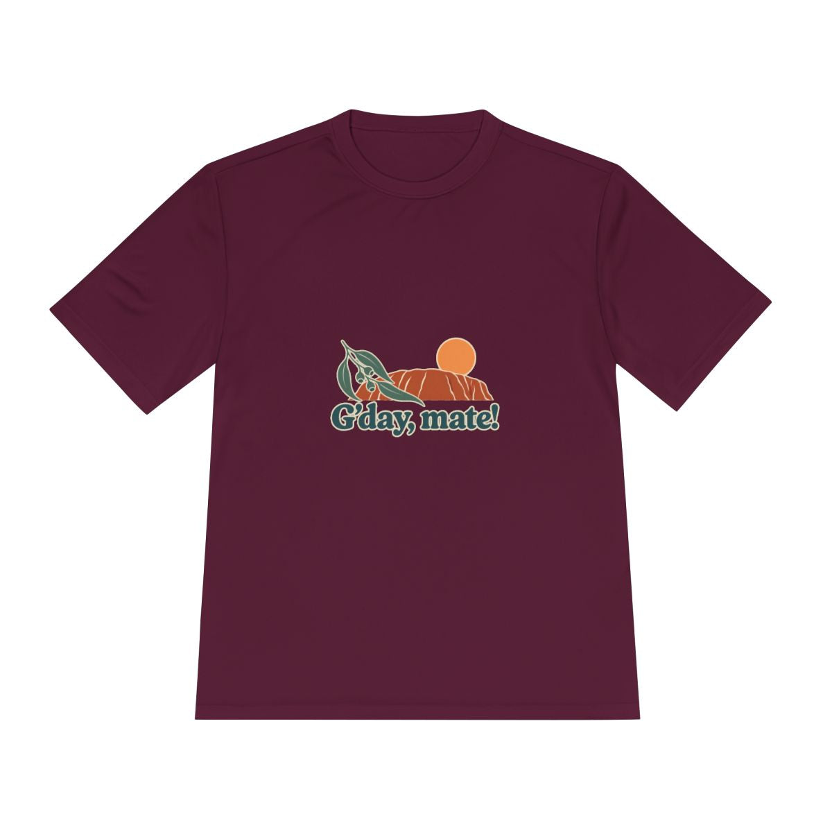 Australia Performance T-Shirt | Uluru and Eucalyptus | G'day, mate! | Country Travel Gift — front — View 19