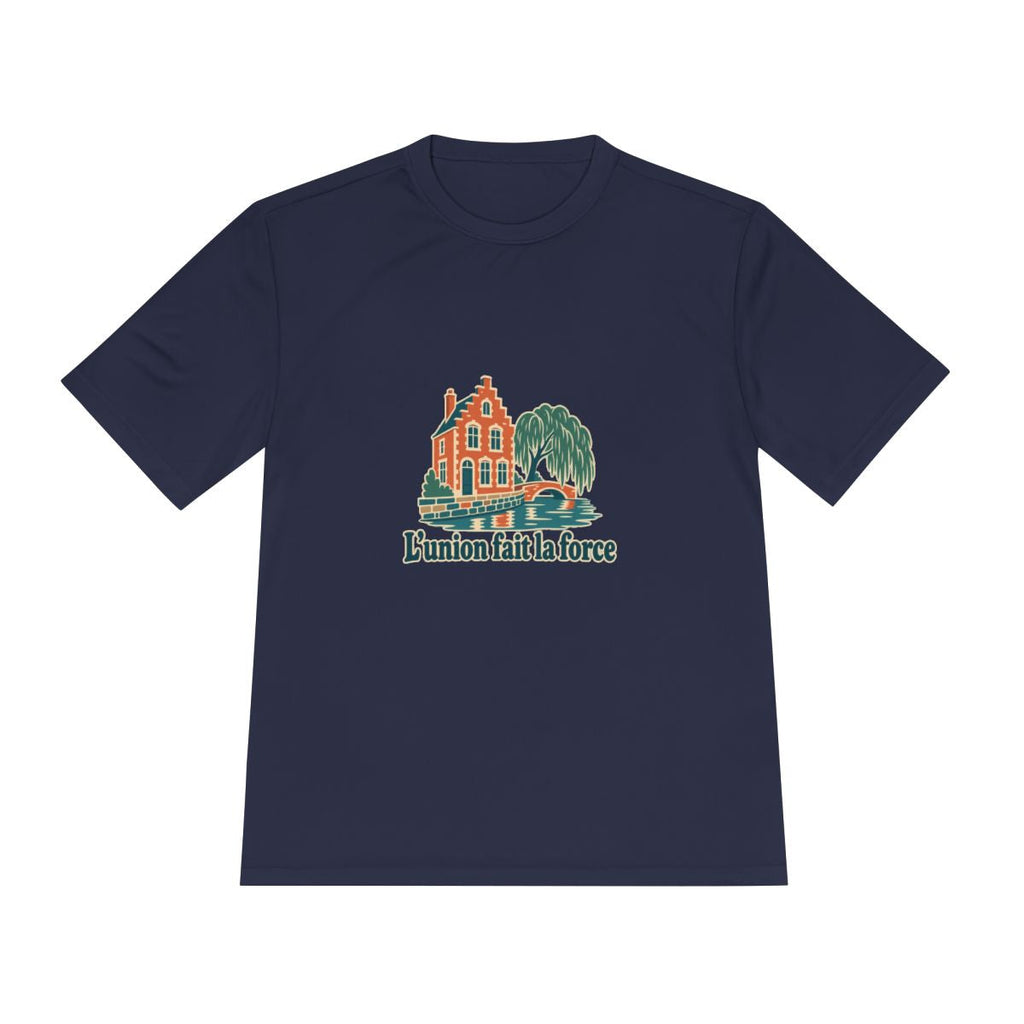 Belgium Performance T-Shirt | Bruges Canal | L'union fait la force | Country Travel Gift — front — View 12
