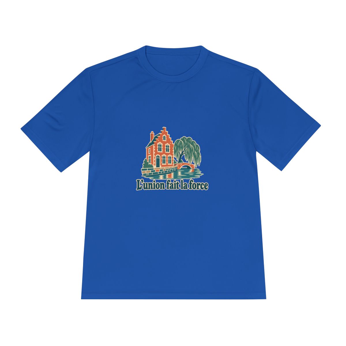 Belgium Performance T-Shirt | Bruges Canal | L'union fait la force | Country Travel Gift — front — View 13