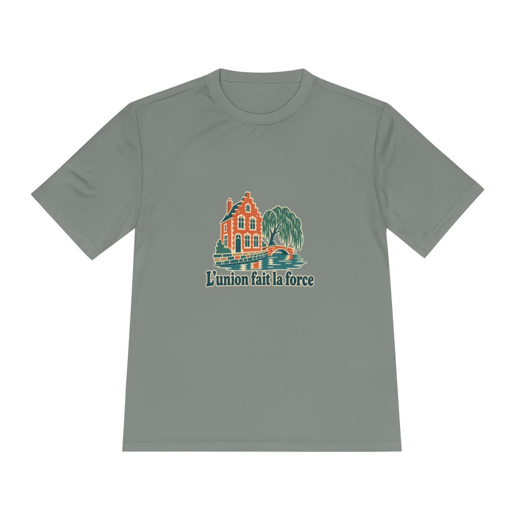 Belgium Performance T-Shirt | Bruges Canal | L'union fait la force | Country Travel Gift — front — View 15