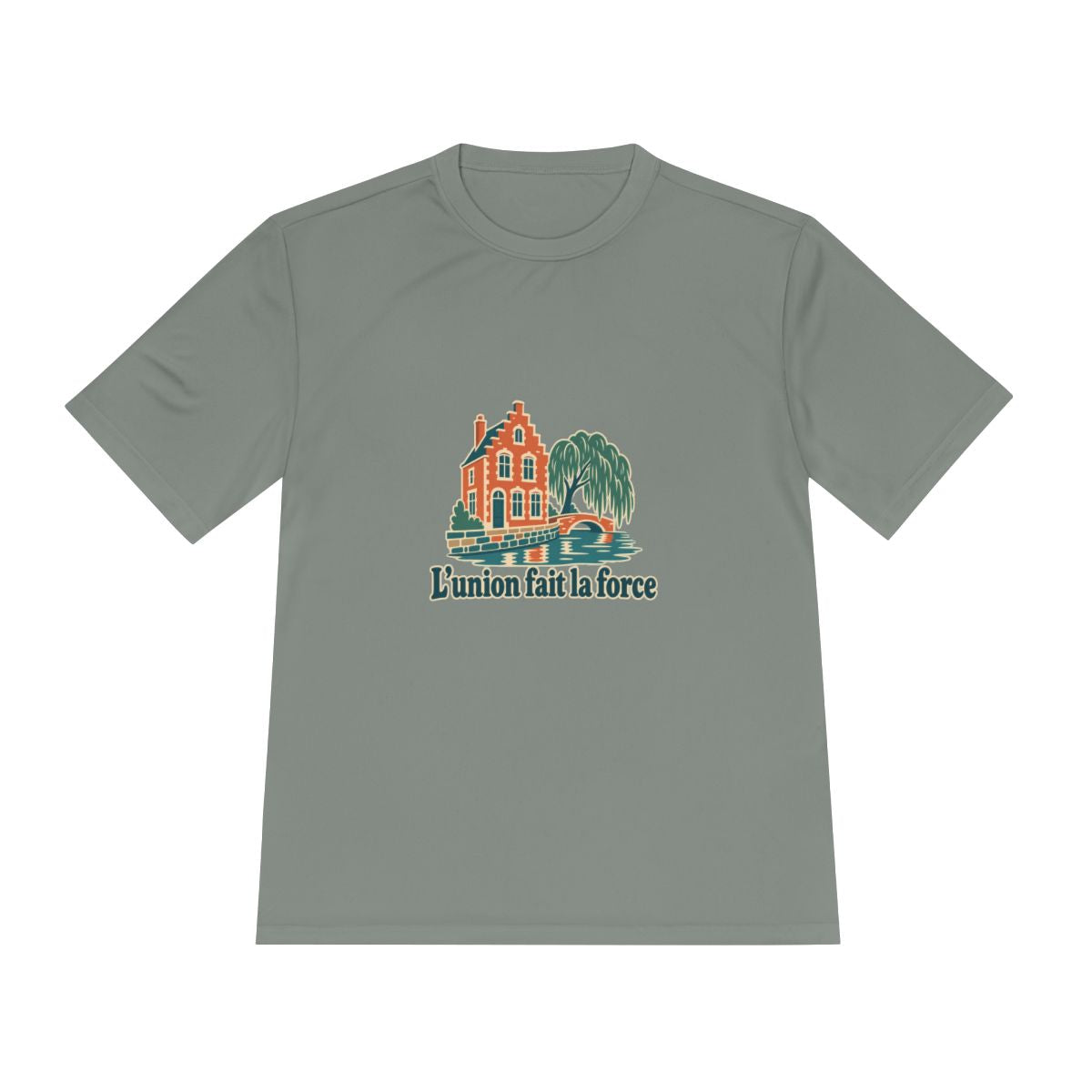 Belgium Performance T-Shirt | Bruges Canal | L'union fait la force | Country Travel Gift — front — View 15
