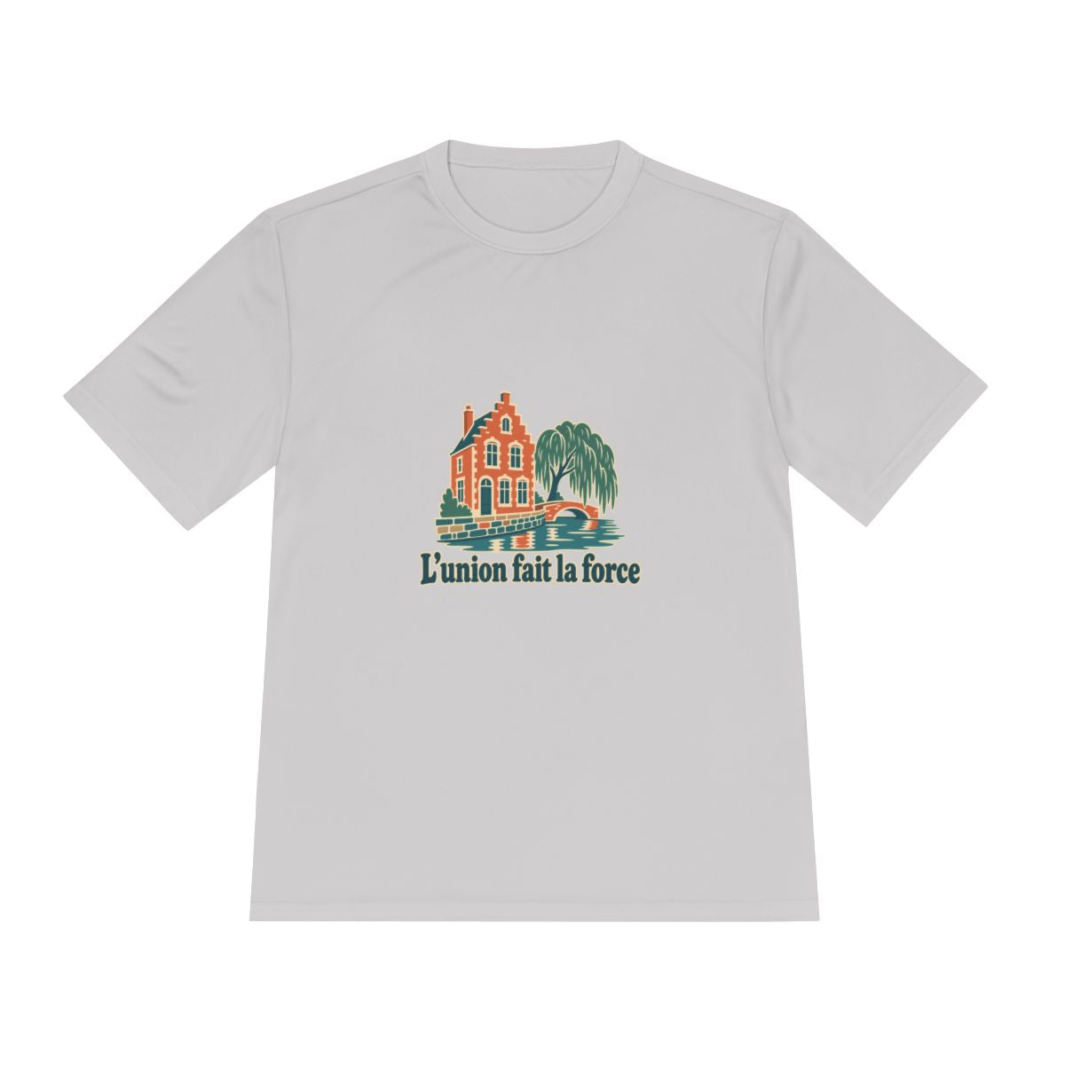 Belgium Performance T-Shirt | Bruges Canal | L'union fait la force | Country Travel Gift — front — View 16